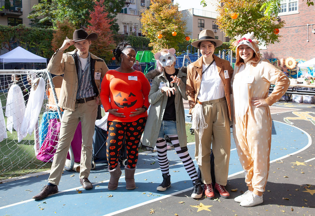 (Left to right) Oscar Wormuth, Chasity Wilson, Maiia Lysytska, Izzy Kostrzewa, and Katie Tzivanis helped East Village Community School celebrate Halloween at its annual Fall Ball