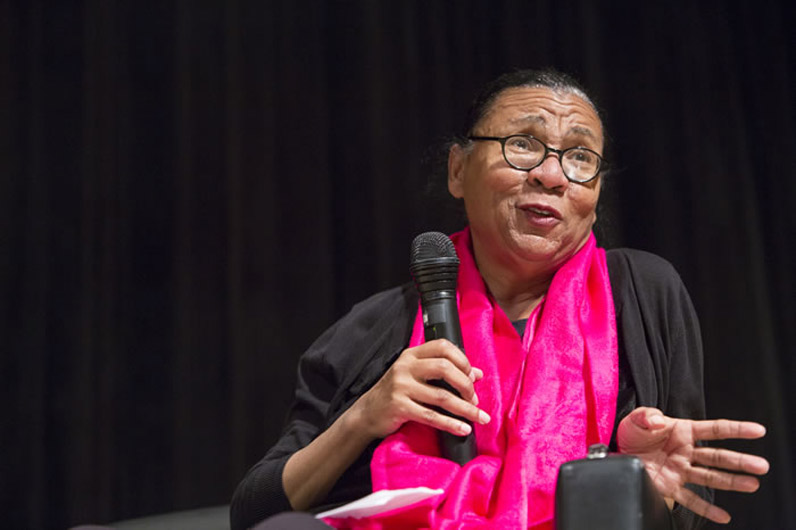 bell hooks at The New School. Photo by Spencer Kohn, 2013.