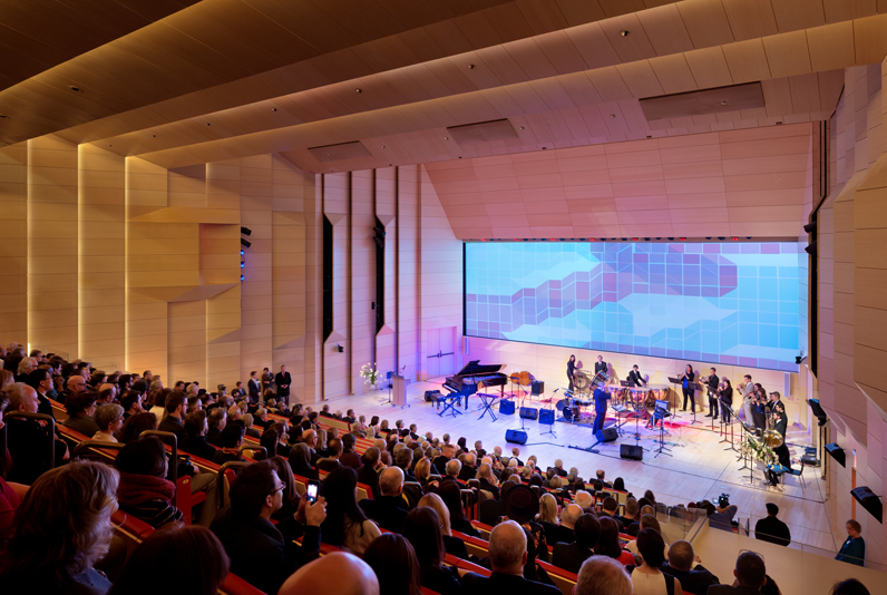 Inside the University Center's John L. Tishman Auditorium. 