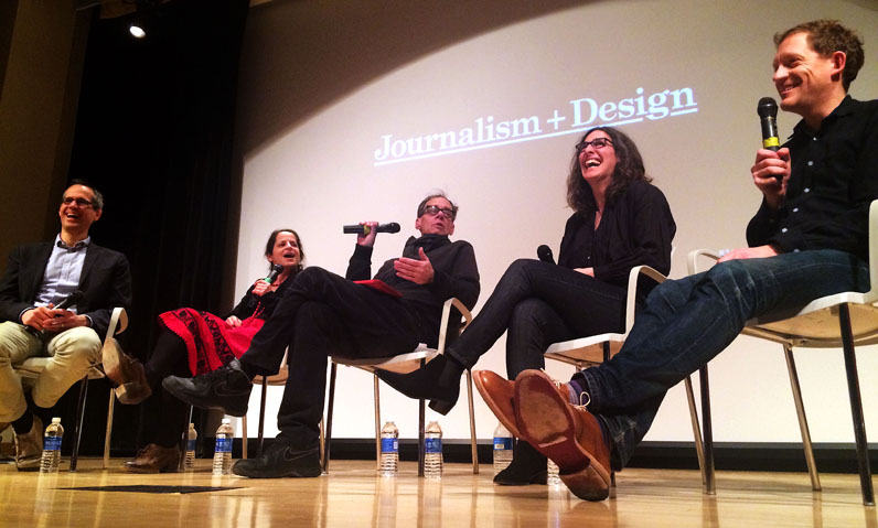 Alex Blumberg, Alix Spiegel, David Carr, Sarah Koenig and Benjamen Walker at “Serial and The Podcast Explosion.