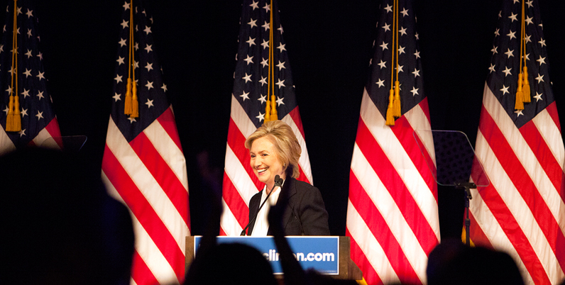 Democratic presidential contender Hillary Rodham Clinton outlined her economic agenda at The New School. Photo by Kasia Broussalian.