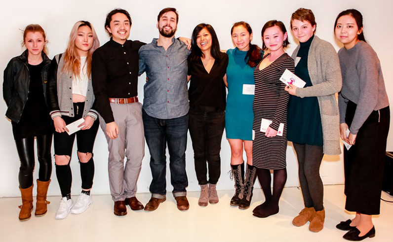 Parsons students Samuel Powers (third from left) and Leela Shanker (fourth from left) were the grand prize winners of the New York City Section’s (IESNYC) Student Lighting Competition.