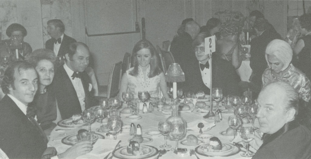 Melvin Dwork, third from left, at a fundraising event for Parsons in 1969. (Photo/New School Archives)