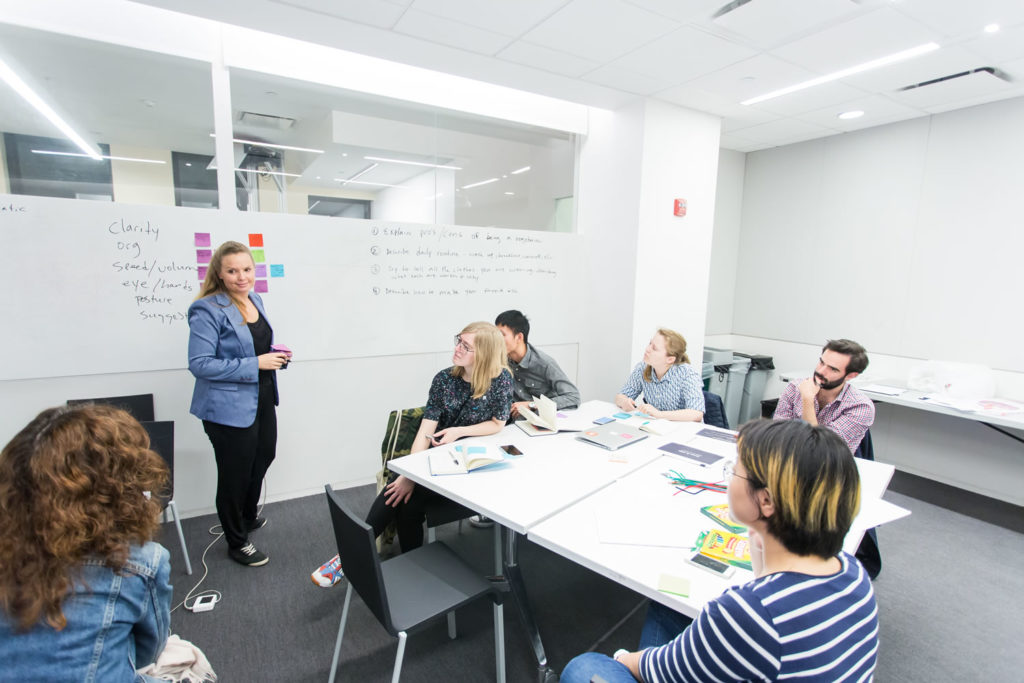 A Journalism and Design workshop, run by guest speaker Laura Cochran from Conde Nast and faculty member Lindsay Abrams from the Journalism and Design Program. Participants in the workshop are invited journalists from outside the university.