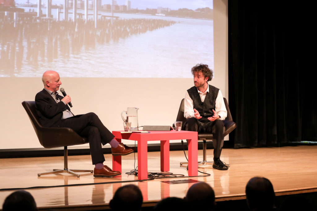 Paul Goldberger spoke with London-based designer Thomas Heatherwick during a recent At The Parsons Table appearance. Photo Credit: Jonathon Grassi