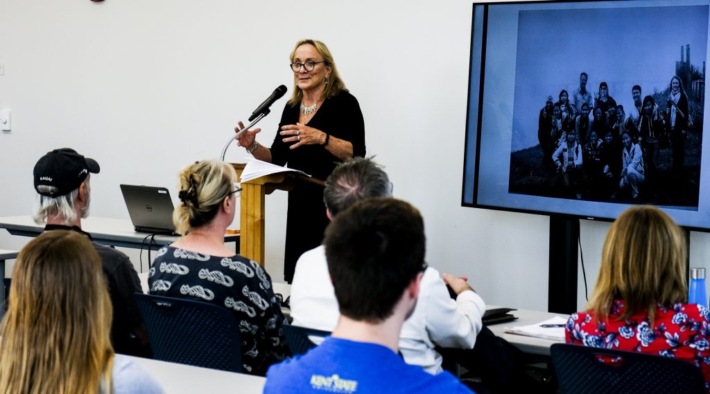 Carol Wilder, a 1974 graduate of Kent State University and dean of the School of Media Studies at The New School, spoke during a ceremony in which she was honored with the 2017 Centennial Award by the faculty in the School of Communications Studies at her alma mater. 