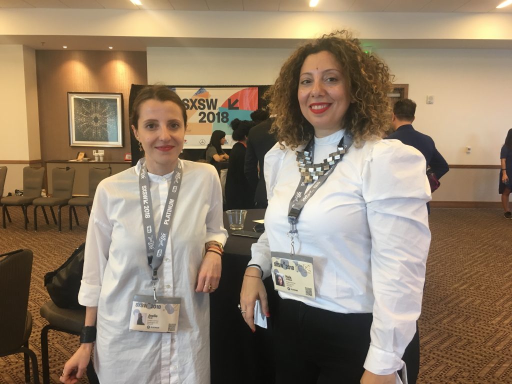 Hala A. Malak, Professor of Strategic Design and Management at Parsons School of Design, and Joelle Firzli, Fashion Studies ‘16 led the Design for Impact workshop at SXSW.