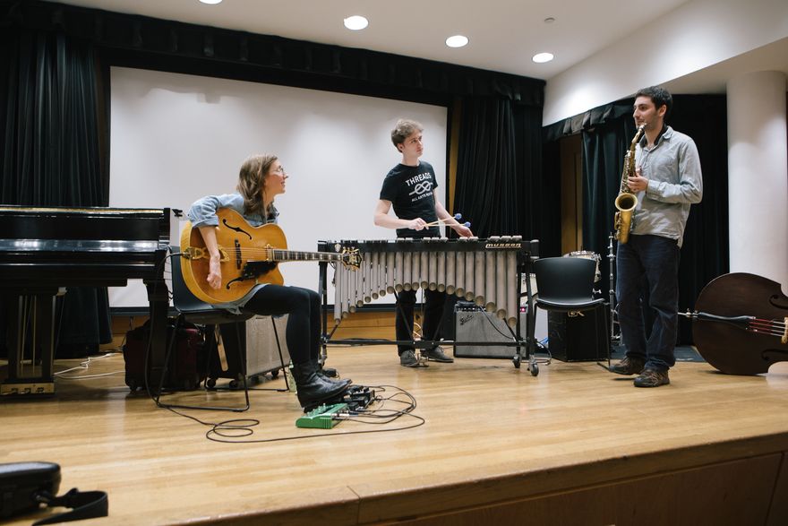 Mary Halvorson teaches a Stone Workshop. She won the Guitar category in the annual DownBeat Critics Poll, and was additionally nominated for Jazz Artist of the Year, Composer, and Jazz Album of the Year.