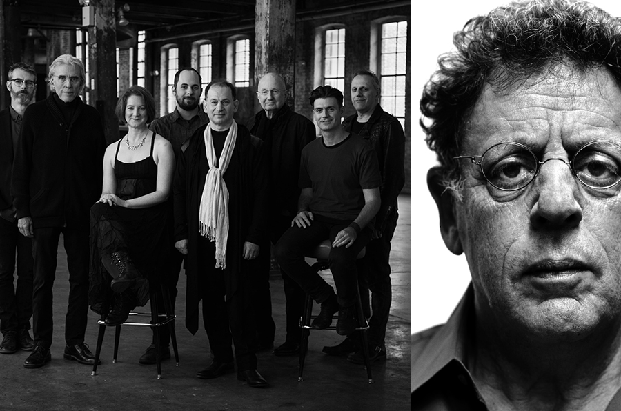 L-R: Philip Glass Ensemble, Photo by Ryuhei Shindo; Philip Glass, Photo by Steve Pyke

