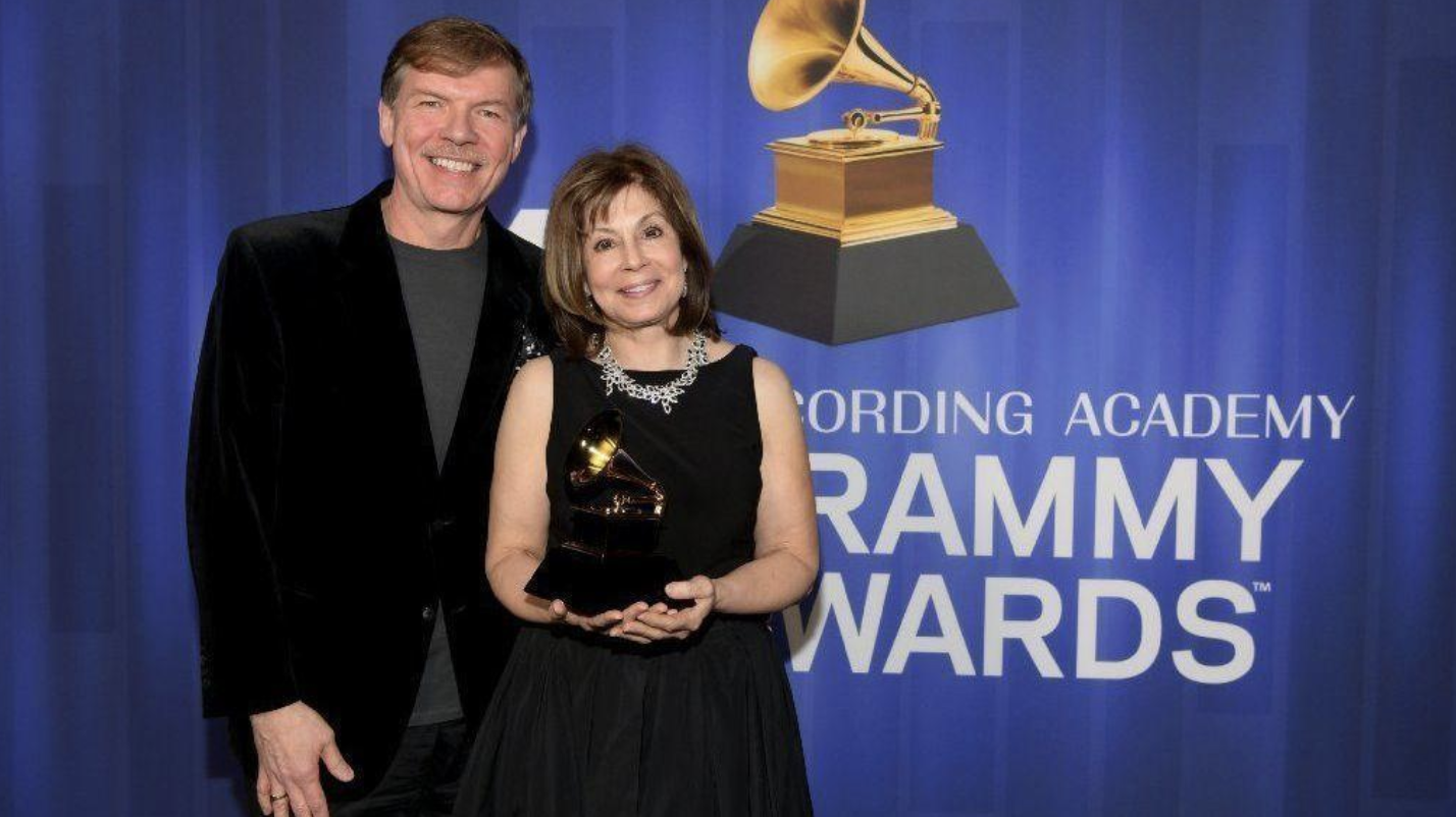 JoAnn Falletta with composer Kenneth Fuchs after winning her Grammy for Best Classical Compendium.