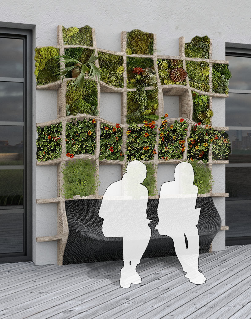 Student green wall design for Vice Media headquarters in Brooklyn 