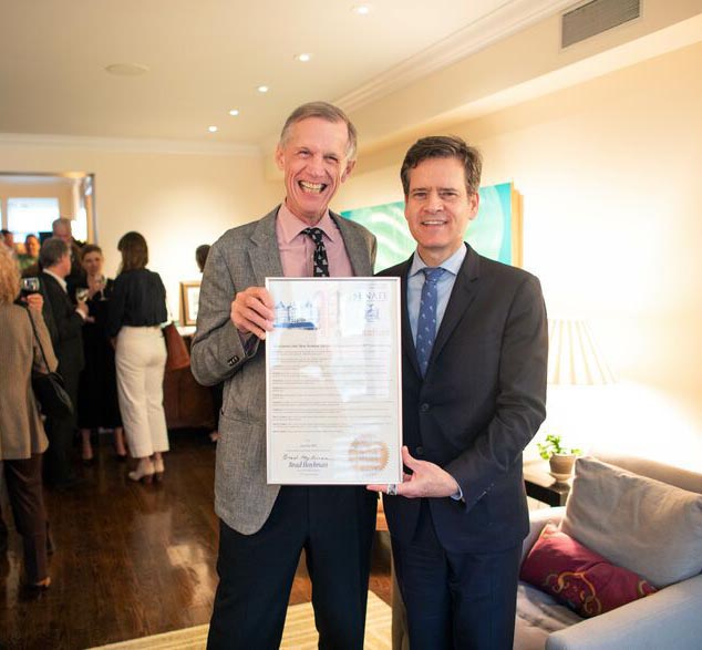 New York State Senator Brad Hoylman presented The New School with a proclamation “Honoring The New School on the Occasion of its 100th Anniversary”