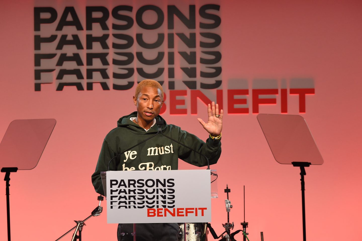 Pharrell accepts his Parsons Table Award during the 2019 Parsons Benefit