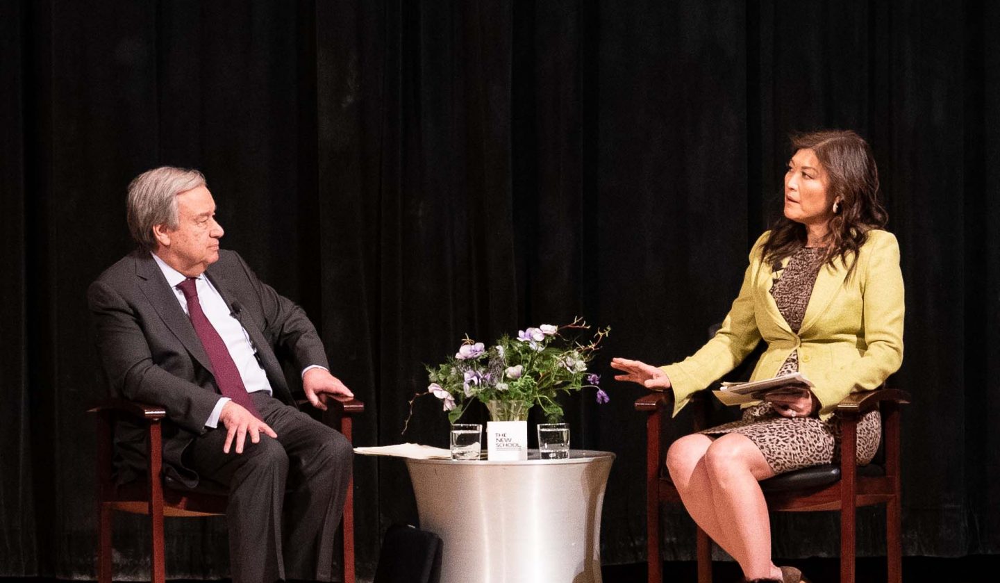 António Guterres speaks with ABC News journalist Juju Chang about gender discrimination after receiving an honorary degree commending his contributions to combating global injustices…