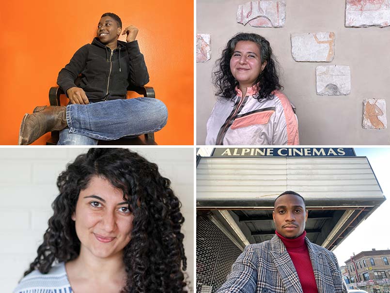 Whiting Award recipients, clockwise from top left: Donnetta Lavinia Grays, Marwa Helal, Jordan E. Cooper, Sylvia Khoury