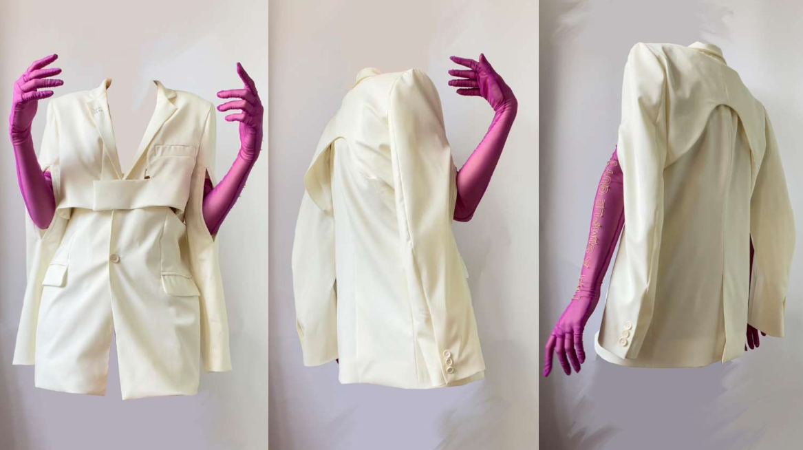 One of the bespoke suit ideas created by a team of MFA students who won the CFDA Design for Social Justice Scholar Award