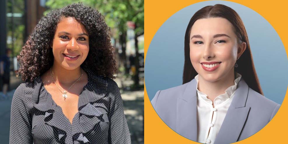 LtR: Michelle Mason, BA Political Science ’19; Bernadette DeVito, BA Psychology ’19 MS Public Policy ’21