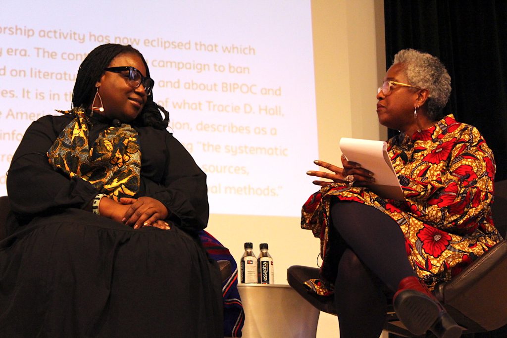 A photo of Tracie D. Hall and Provost Renée T. White at the Henry Cohen Lecture Series