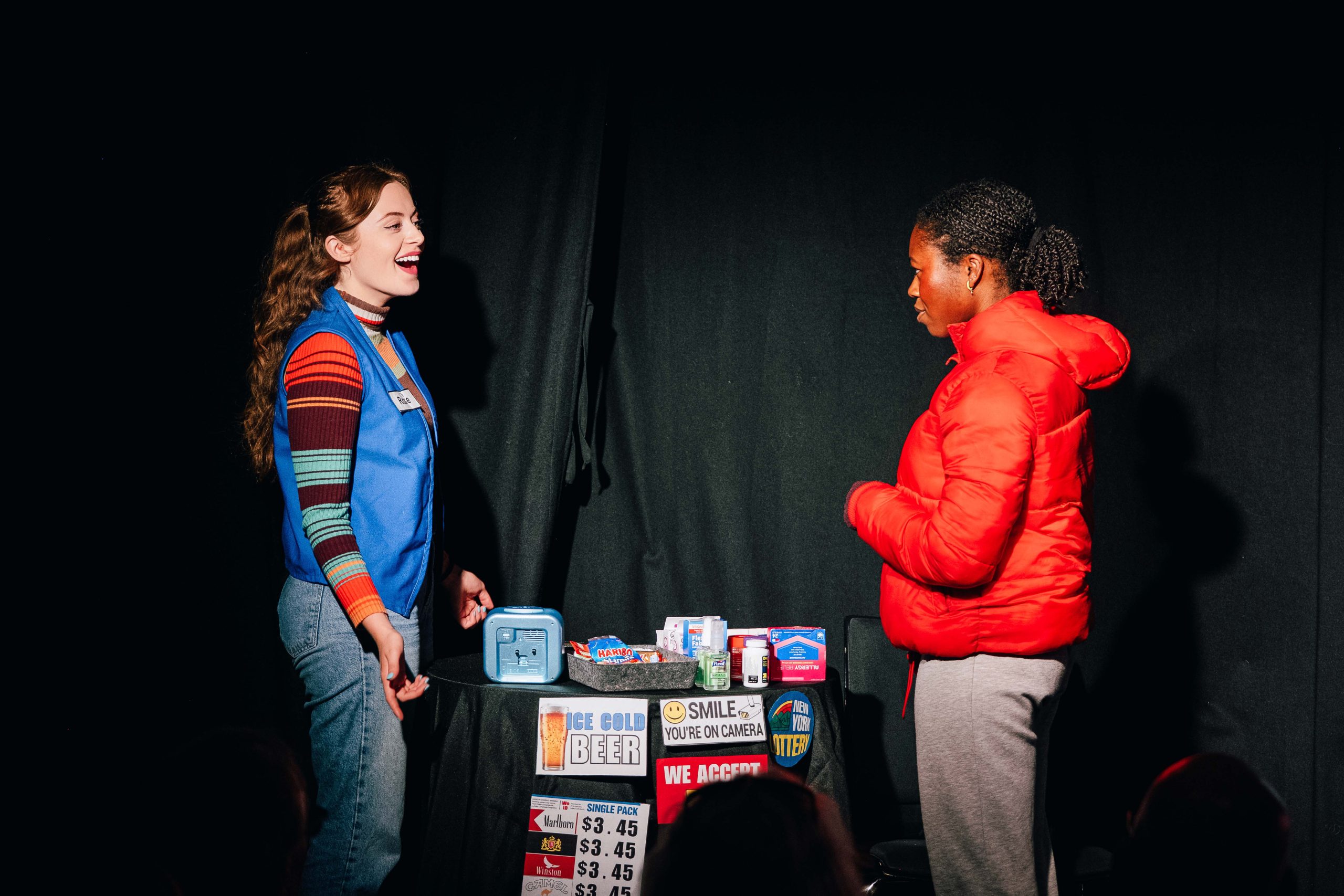 From left to right: Megan Higley and Ariana Pérez, playing Dove and June in Supermarket 86